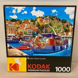 Kodak Premium Boats In The Harbor Greece Scene 1000 Piece Jigsaw Puzzle